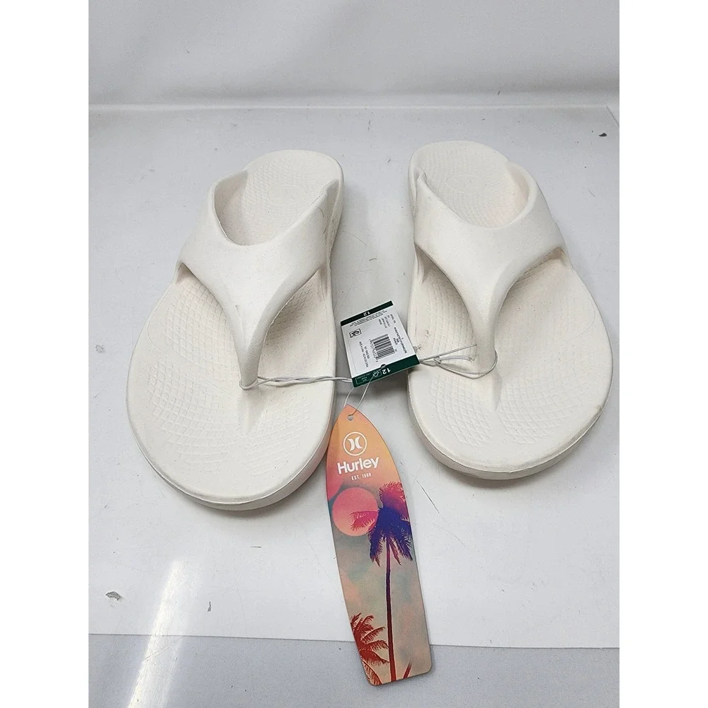 Hurley Mens Injection Flip Flop‎ Chanclestas Cream White EVA Sandals Size 12 NEW